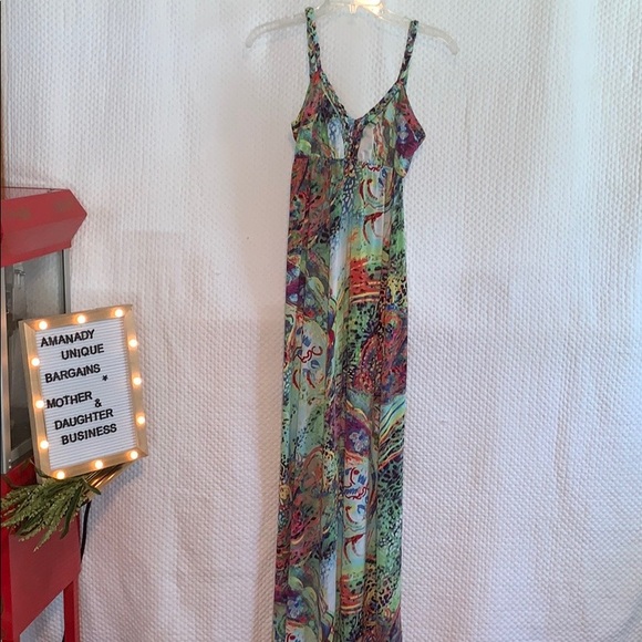 Charming Charlie Dresses & Skirts - 🦩 Charming Charlie Colorful Silky Maxi Dress 🦩